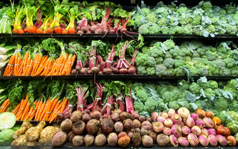 Root vegetable display in our produce department