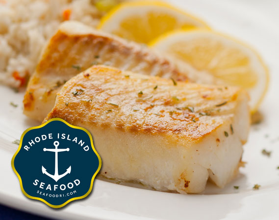 Rhode Island caught fish on a plate with lemon and cole slaw