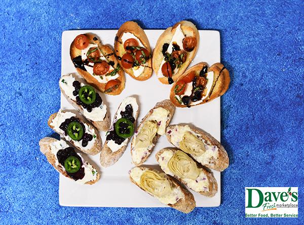 ABC's of Crostini's - Artichoke & Gruyere, Blueberry Jalapeno & Caprese