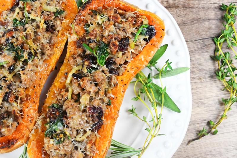 Sausage & Fennel Stuffed Butternut 