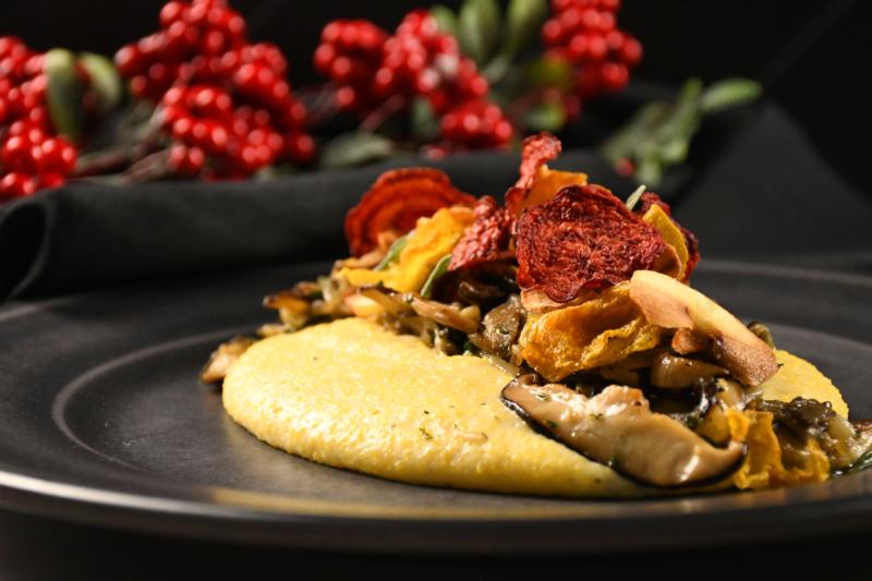 Creamy Manchego Polenta with Herbed Mushrooms