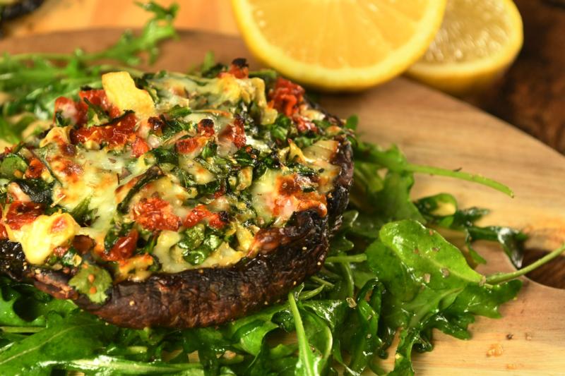 Portobello Mushroom Pizzas with Arugula Salad