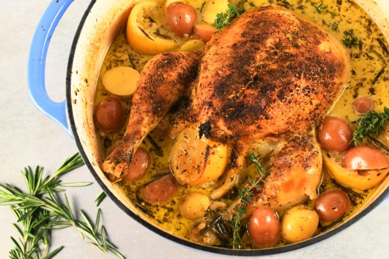 Dutch Oven Roasted Chicken