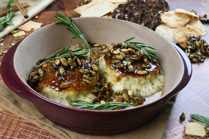 Baked Boursin Dip w/ Spiced Pepitas
