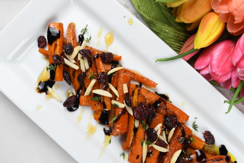 Honey-Balsamic Carrots w/ Almonds & Craisins